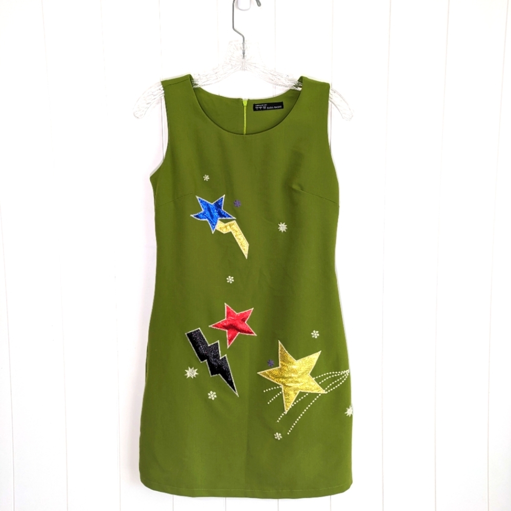 Zara Embroidered Green Dress with pockets!